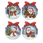 Santa and Snowmen Christmas Ornaments - Plastic Canvas (image for) Santa and Snowmen Christmas Ornaments - Plastic Canvas